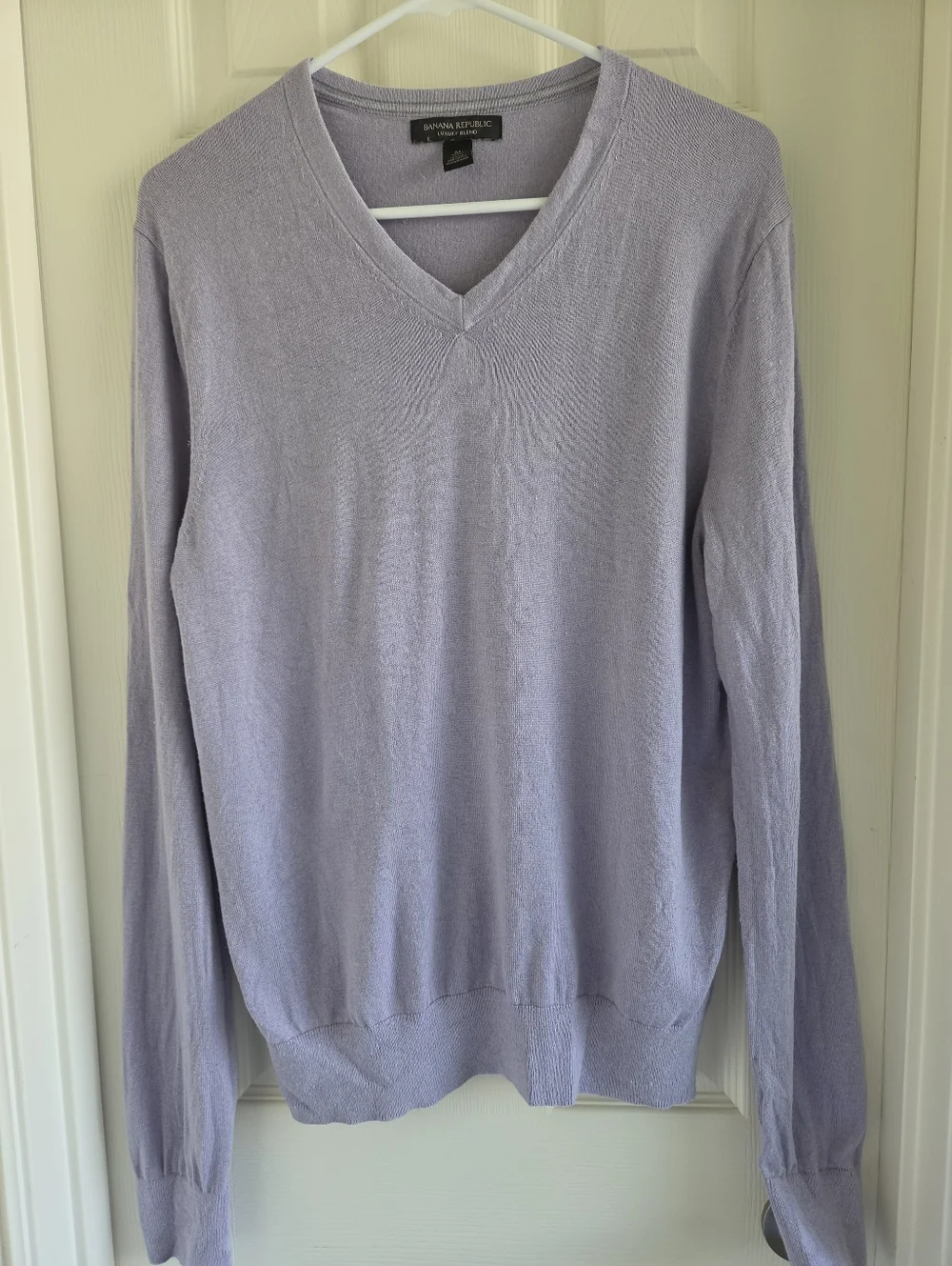 Banana Republic‎ Luxury Blend V-Neck Sweater Lavender Purple Cotton Cashmere M